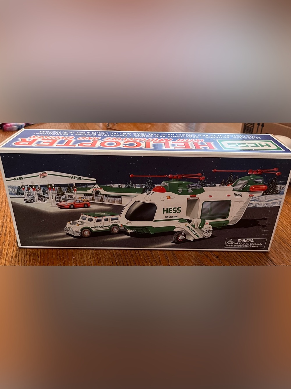 2001 Hess helicopter with motorcycle and cruiser